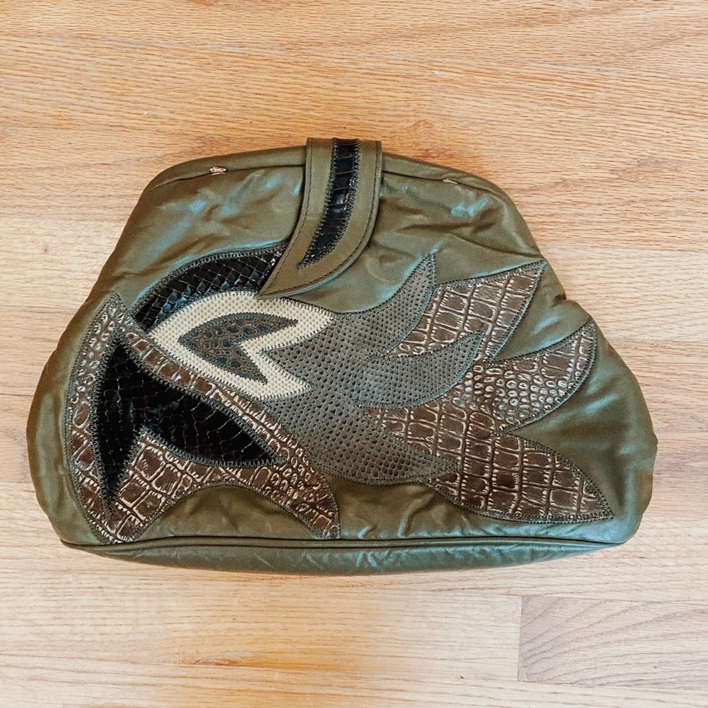Vintage Green Leather Clutch